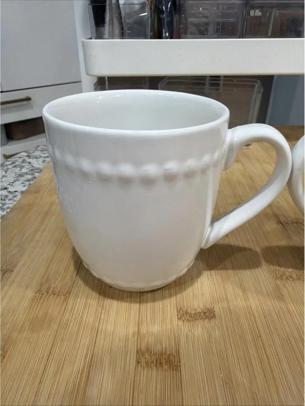2 VTG Pier 1 Porcelain Hand Painted Pearl Edge 16oz Coffee/Tea Cups *